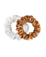 Crystal Scrunchies Pack Of 2 (White & Bronze) 